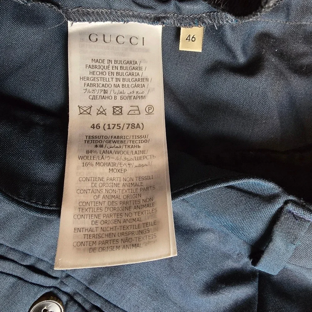 Gucci Uniform Staff Pants Men's 46 Blue Lana Wool Mohair Flawed As Is Trousers